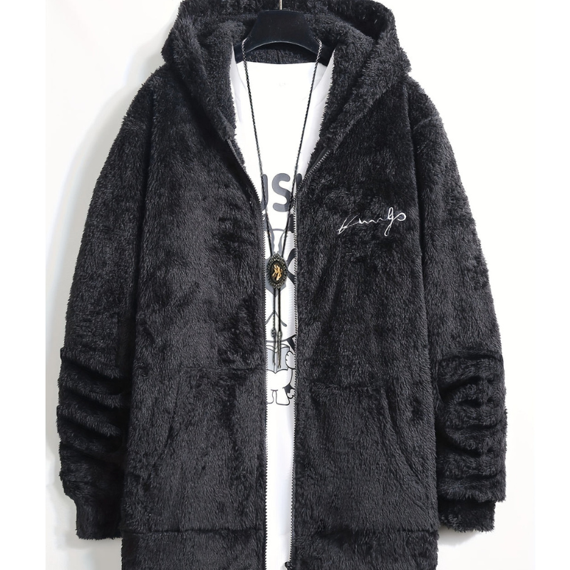 Winterjas Heren | Hoodie Jas met Rits | Geborduurd Design & Warme Voering