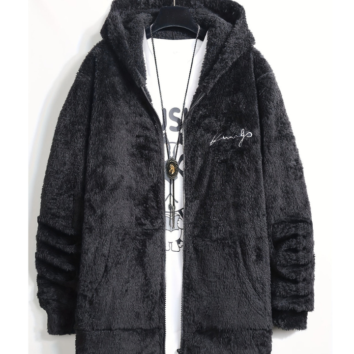 Winterjas Heren | Hoodie Jas met Rits | Geborduurd Design & Warme Voering