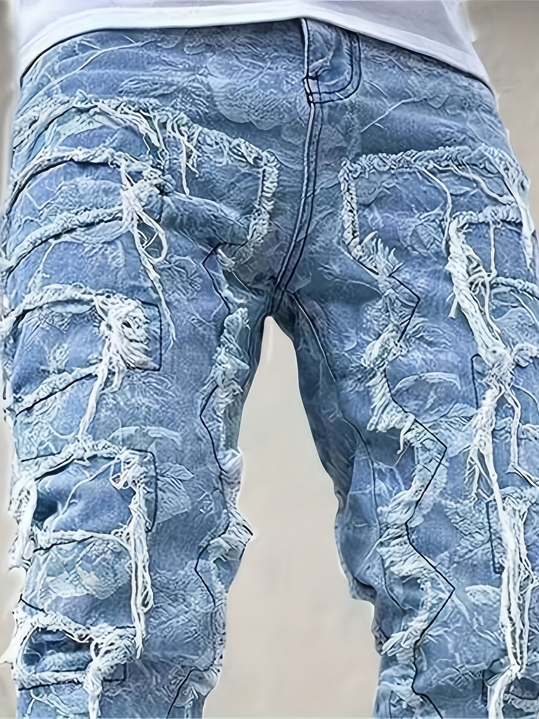 Heren Jeans | Effen Kleur & Rafelige Details | Skinny Fit met Zakken | Casual