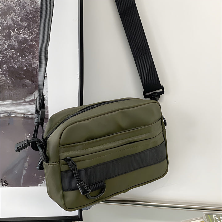 Heren Schoudertas | Compact & Slim Design | Telefoonvak & Verstelbare Riem | Groen Nylon