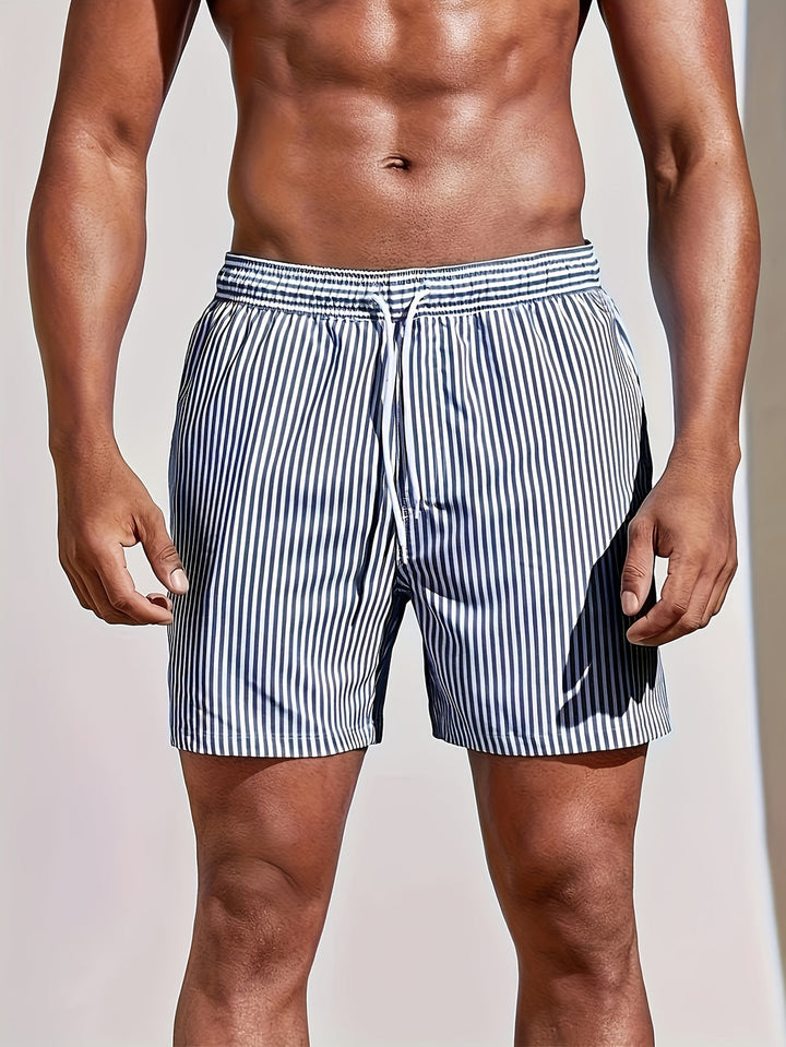 Heren Zwemshort | Gestreept Design | Sneldrogend & Met Zakken | Zomer Surfshort