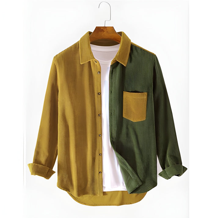 Heren Overhemd | Ribfluweel & Stretch | Gestreepte Kraag & Borstzak | Voorjaar & Najaar