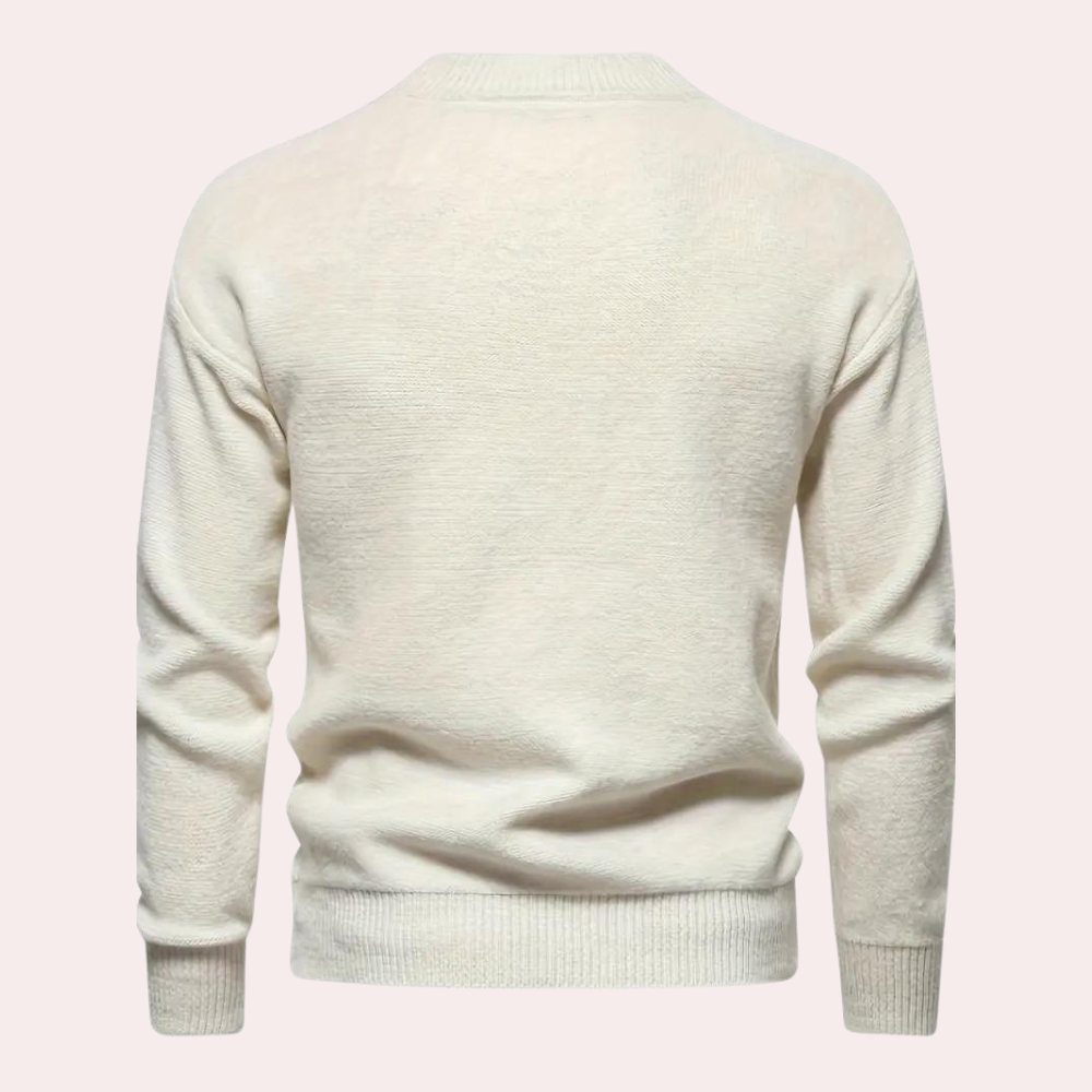 Luxe gebreide trui voor heren met lange mouwen en een klassieke ronde hals | Ruben
