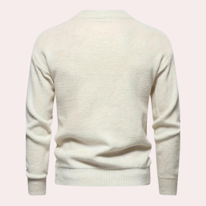 Luxe gebreide trui voor heren met lange mouwen en een klassieke ronde hals | Ruben