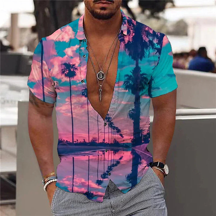 Heren Shirt | Botanische Print | Strandstijl | Zomer