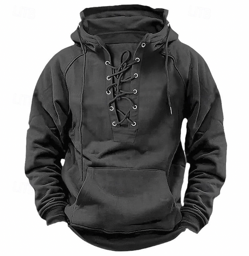 Hoodie Heren | Lace-Up Hals | Casual Tactical Style | Comfort