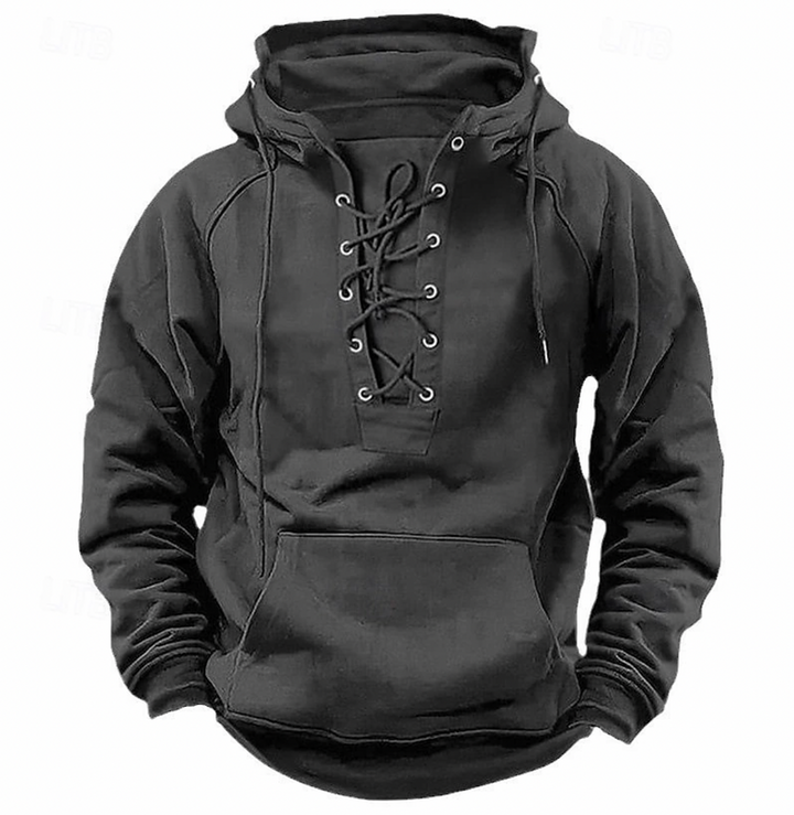 Hoodie Heren | Lace-Up Hals | Casual Tactical Style | Comfort