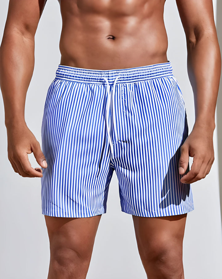 Heren Zwemshort | Gestreept Design | Zachte Stof & Elastische Taille | Katoenmix
