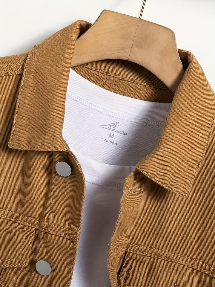 Heren Denim Jas | Klassiek & Duurzaam | Knoopsluiting & Borstzakken | Bruin