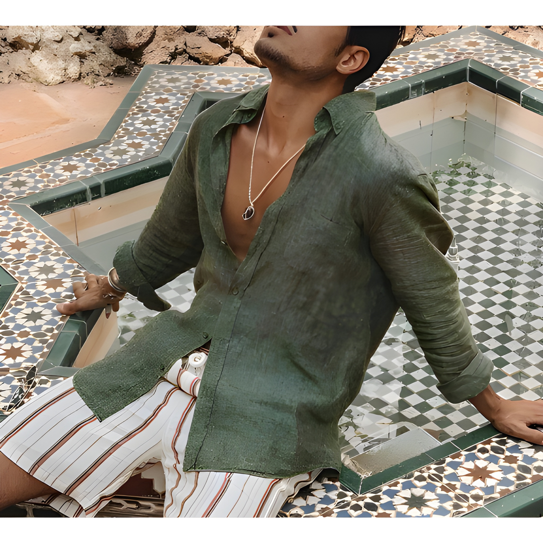 Overhemd Heren | Luchtig & Lange Mouw |  Casual Kleding