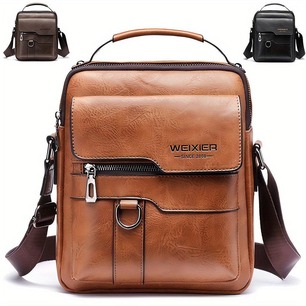 Heren Schoudertas | Vintage Crossbody | Meerdere Vakken | Verstelbare Band