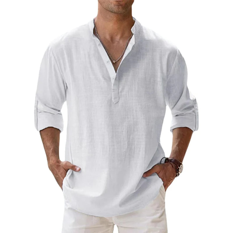 Heren Shirt | Straight | Opstaande Kraag | Zomer