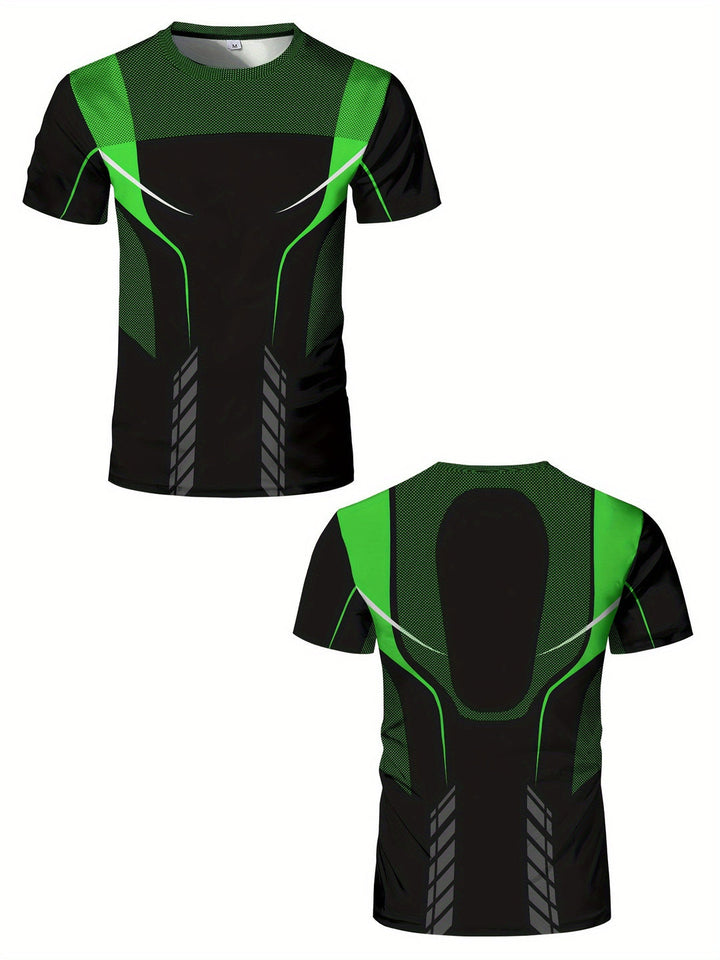Heren T-shirt | Geometrische Print | High-Elastisch & Sneldrogend | Sporttop Zomer