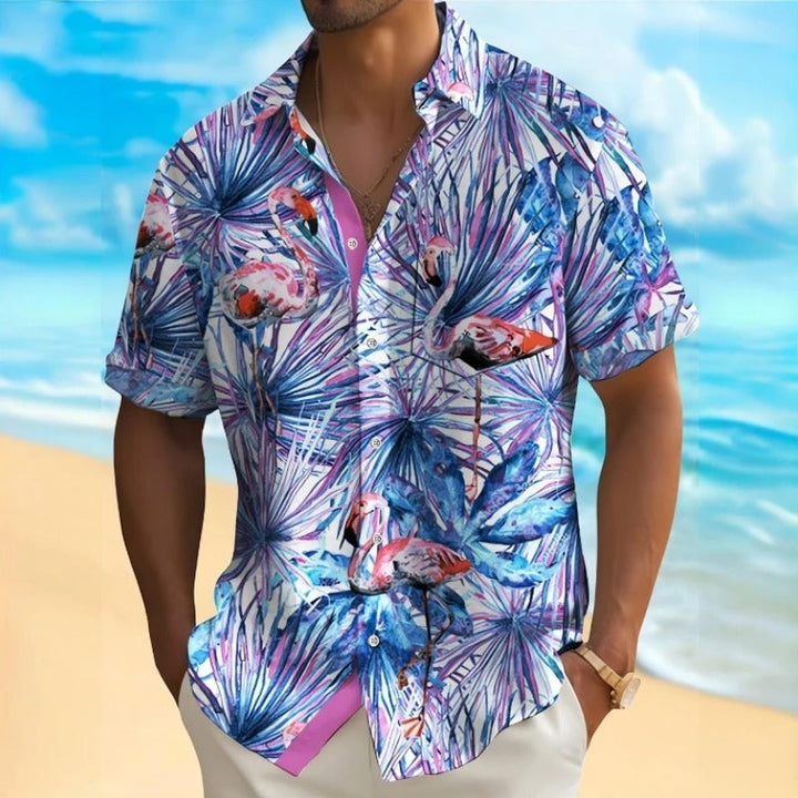 Heren Shirt | Korte Mouw | Tropical Palm Print | Zomer