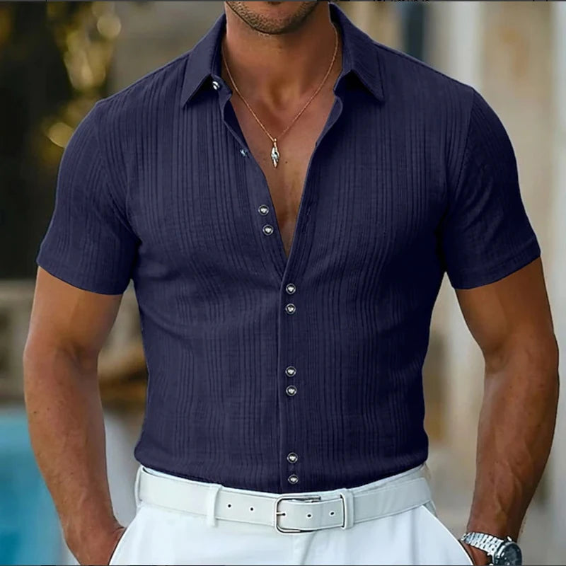 Heren Shirt | Getailleerd | Korte Mouw Met Knoopjes | Zomer