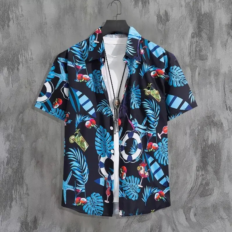 Heren Shirt | Korte Mouw | Tropische Bloemenprint | Zomer