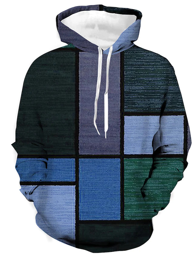 Heren Hoodie | 3D Ruitprint | Streetstyle & Casual | Polyester