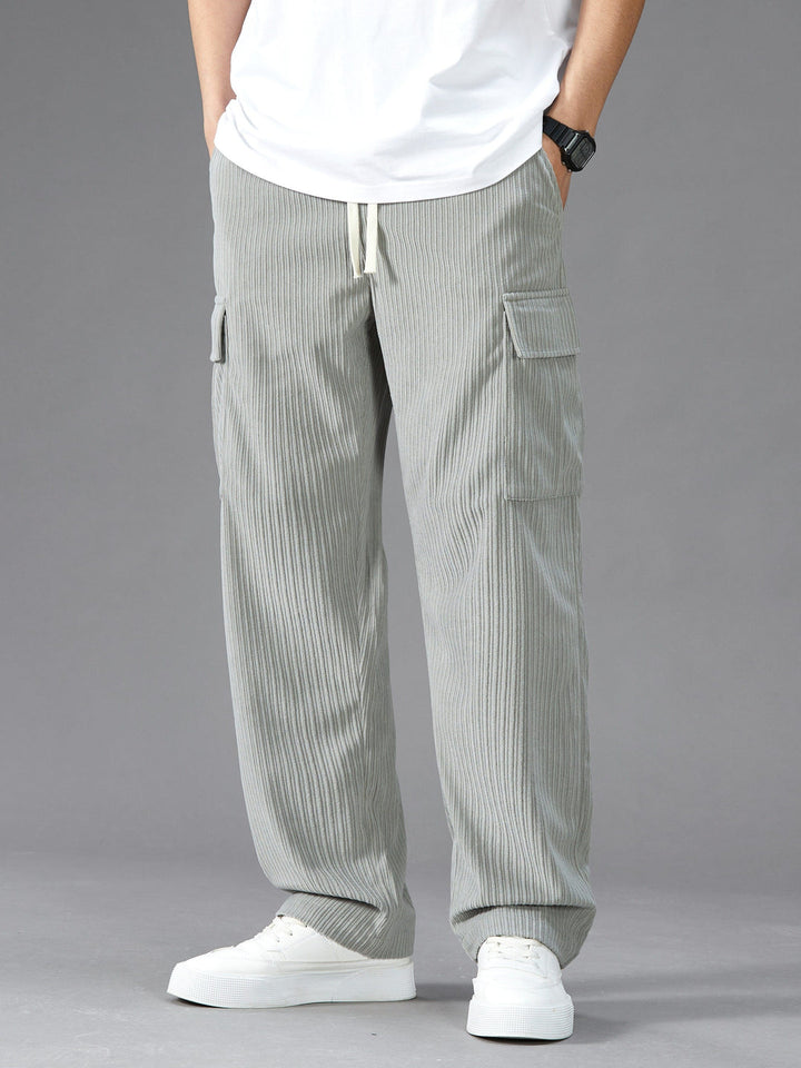 Heren Cargo Broek | Trekkoord Taille | Meerdere Zakken | Effen Outdoor Stijl
