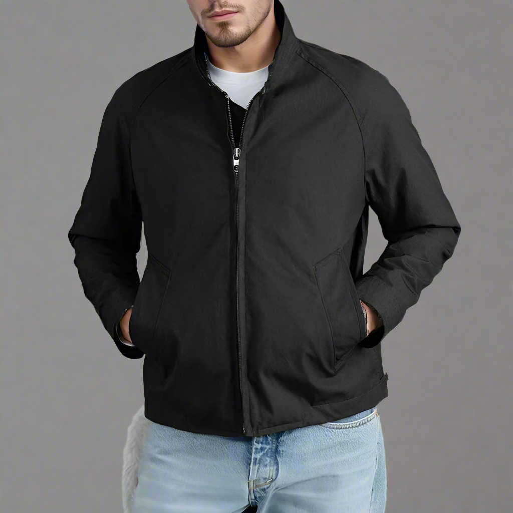 Heren Tussenjas | Vintage Look met Opstaande Kraag | Rits & Lange Mouwen | Casual