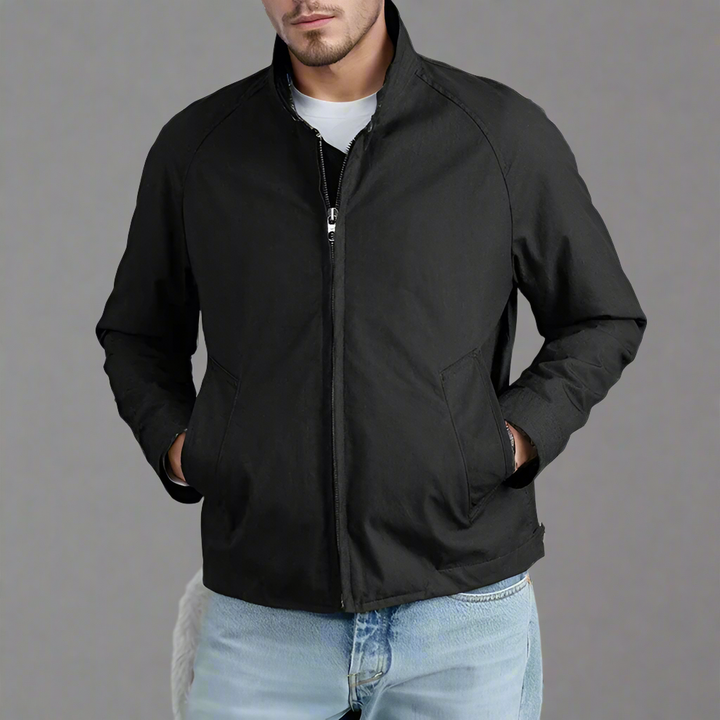 Heren Tussenjas | Vintage Look met Opstaande Kraag | Rits & Lange Mouwen | Casual