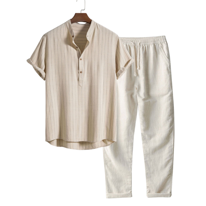Heren Zomerset | Korte Mouwen Overhemd & Broek | Klassiek & Casual met Opstaande Kraag