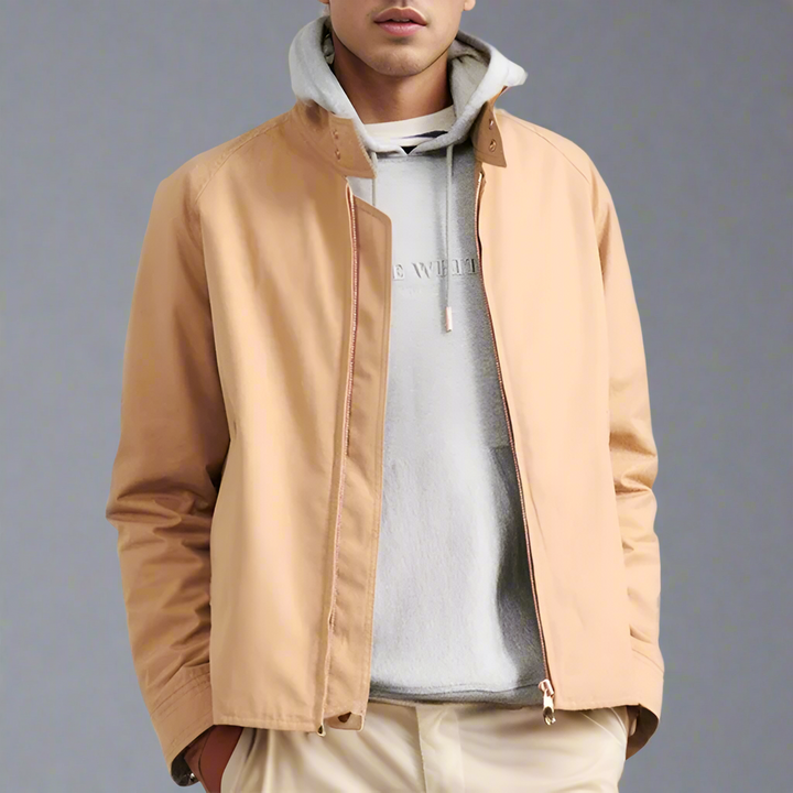 Heren Tussenjas | Vintage Look met Opstaande Kraag | Rits & Lange Mouwen | Casual