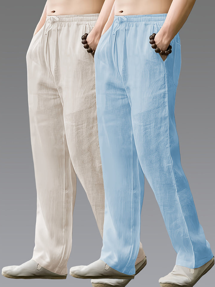 Heren Broek | Straight | Met Trekkoord | Zomer | 2-Pack