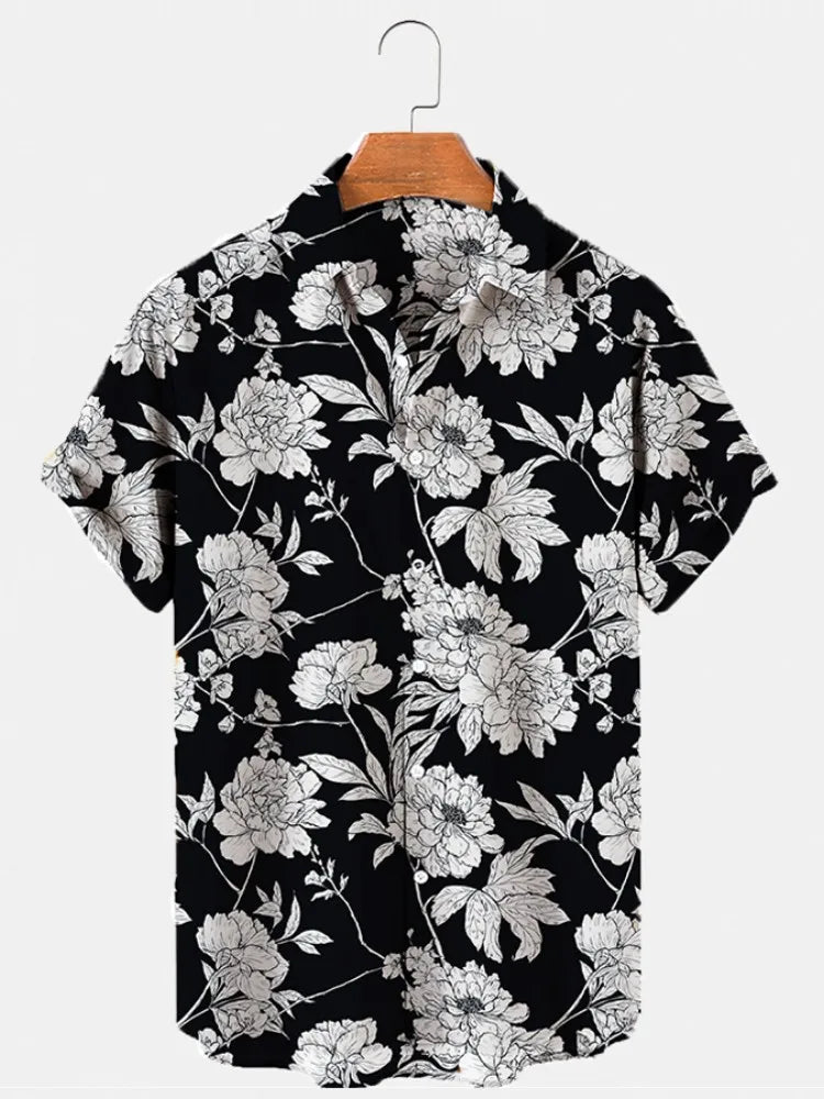 Heren Shirt | Hibiscus Print | Resortstijl | Zomer