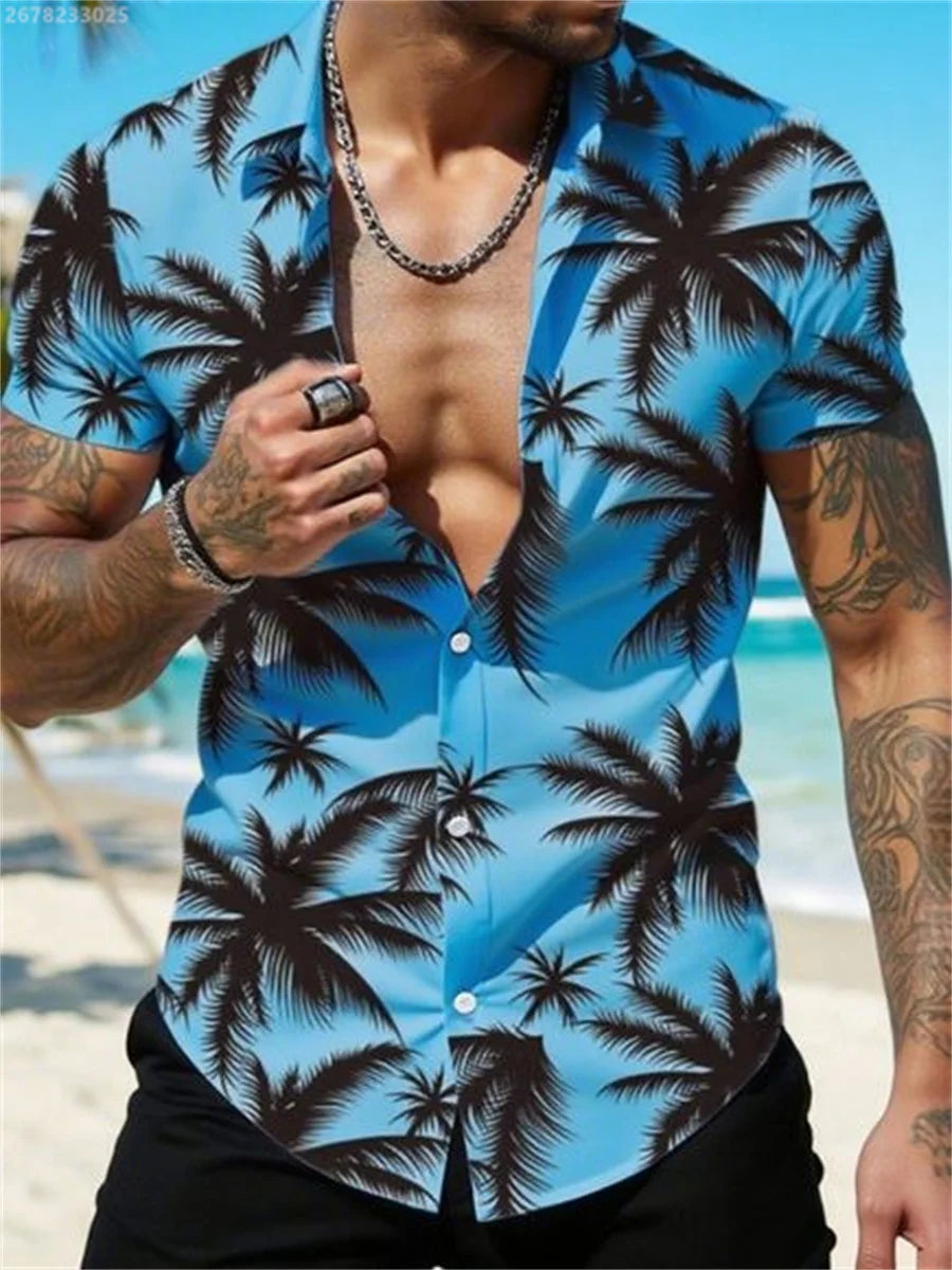 Heren Shirt | Palmboom Print | Vakantiestijl | Zomer