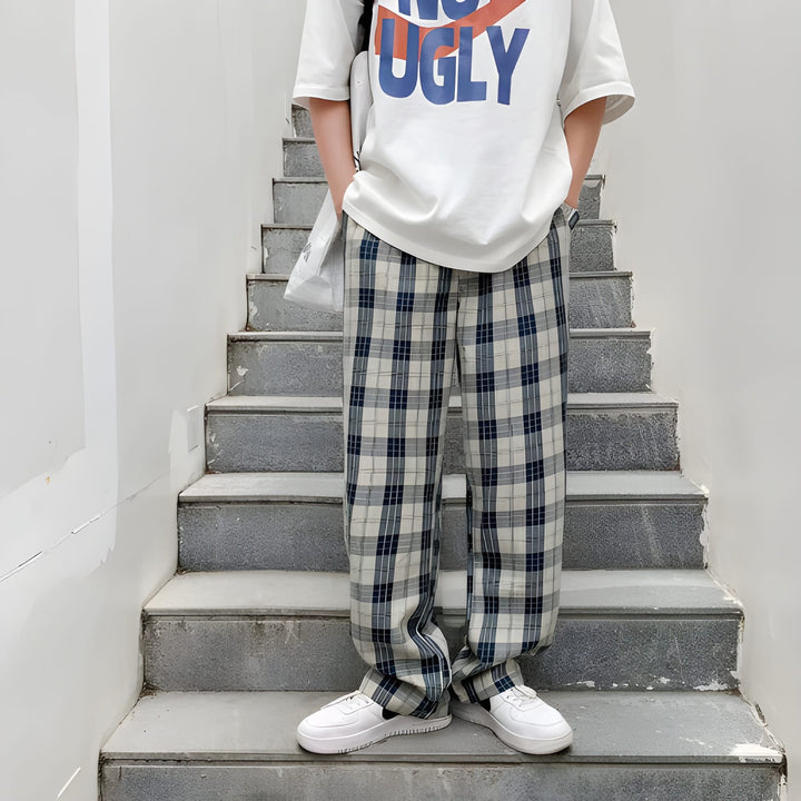 Heren  Casual Broek | Geruit Ontwerp | Normale Pasvorm | Koord Taille