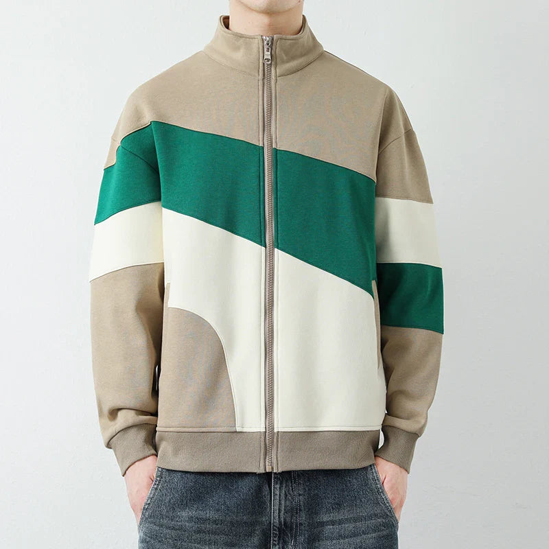 Heren Jack | Sportieve Look met Geometrisch Design | Ademend & Volledig Ritsbaar