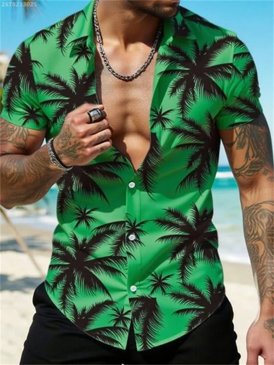 Heren Shirt | Palmboom Print | Vakantiestijl | Zomer