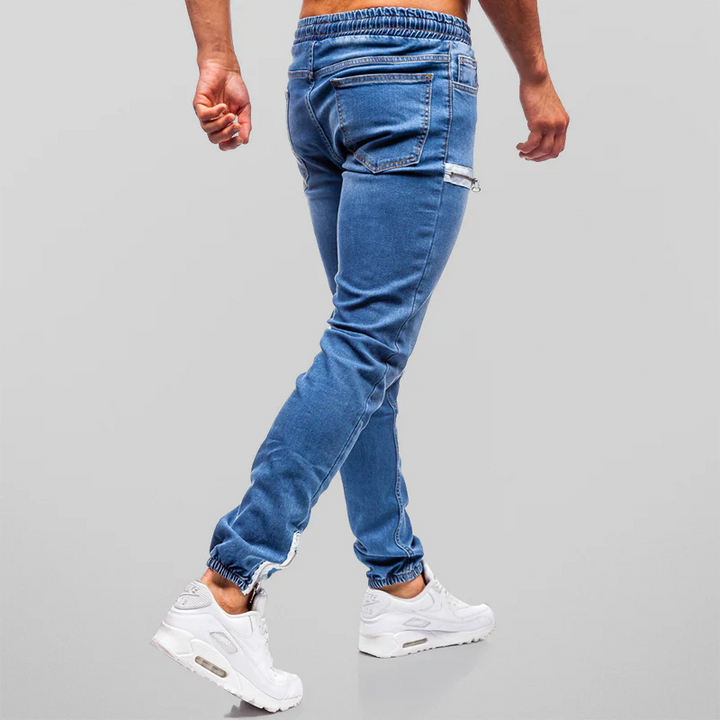 Heren Jogger Jeans | Stretch Denim | Slim Fit & Ritsdetails | Streetstyle Look