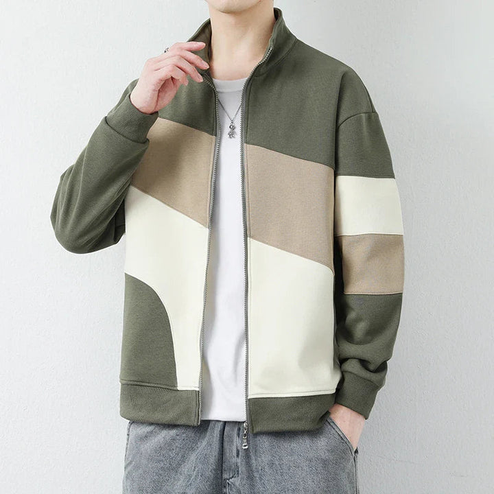 Heren Jack | Sportieve Look met Geometrisch Design | Ademend & Volledig Ritsbaar