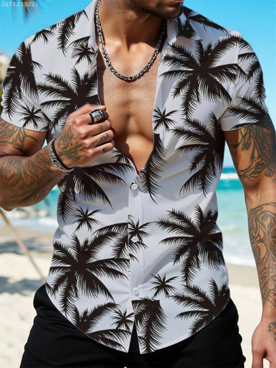 Heren Shirt | Palmboom Print | Vakantiestijl | Zomer