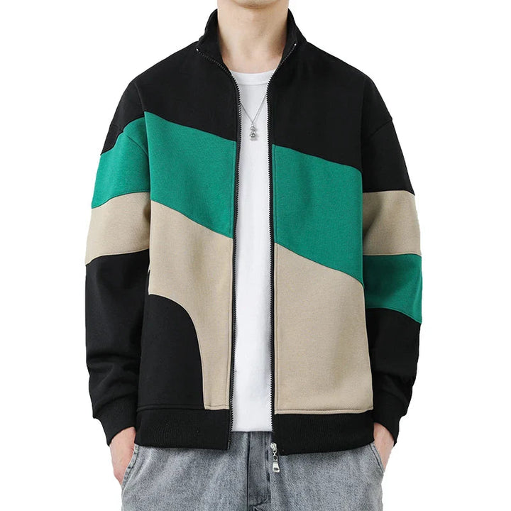Heren Jack | Sportieve Look met Geometrisch Design | Ademend & Volledig Ritsbaar