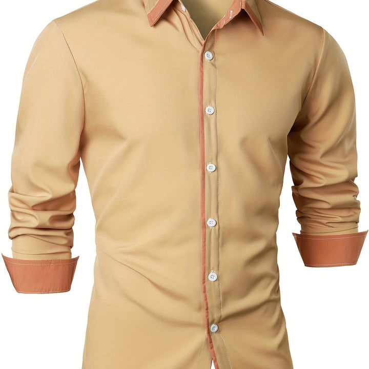 Heren overhemd | Tijdloos & Comfortabel | Contrasterende Knoop | Lange Mouwen | Casual