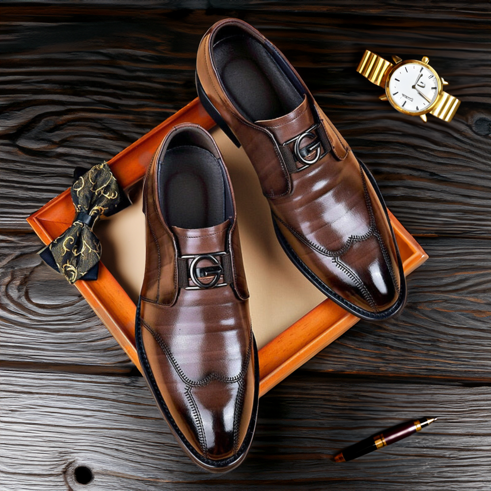 Heren Schoen | Leren Brogue Loafer | Puntige Neus & Klassiek Design | Dress Shoe