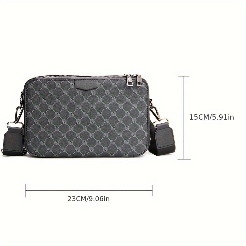 Heren Crossbody Tas | Street Style | Gecheckt Design | Verstelbare Riem | Meerdere Vakken | PU