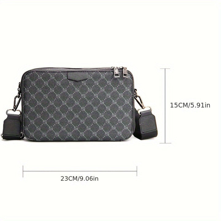 Heren Crossbody Tas | Street Style | Gecheckt Design | Verstelbare Riem | Meerdere Vakken | PU