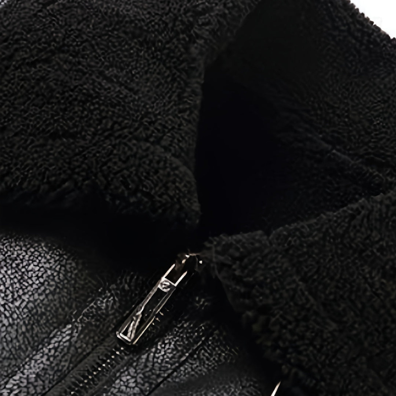 Winterjas Heren | Leren Look Jas met Bontkraag | Warme Voering & Ritssluiting