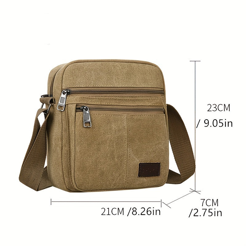Heren Schoudertas | Verstelbare Band & Meerdere Ritsvakken | Duurzaam Canvas | Casual