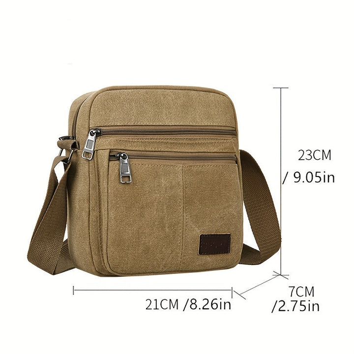 Heren Schoudertas | Verstelbare Band & Meerdere Ritsvakken | Duurzaam Canvas | Casual