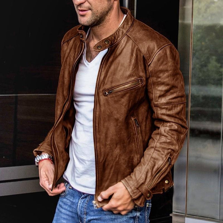 Heren Bikerjack | Leer & Meerdere Ritszakken | Modern & Comfortabel