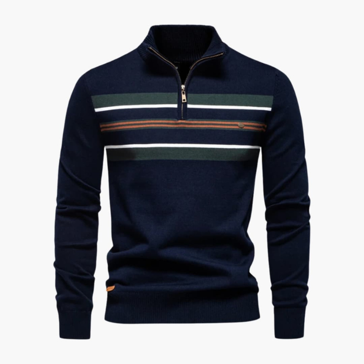 Truien Heren | Half-Zip Trui met Strepen & Comfort Fit