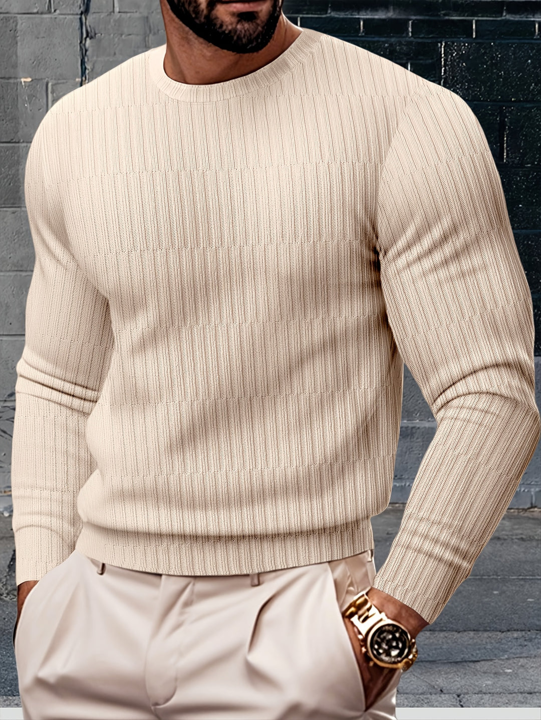 Heren Sweatshirt | Tijdloos & Knus | Zachte Gebreide Stof | Ronde Hals