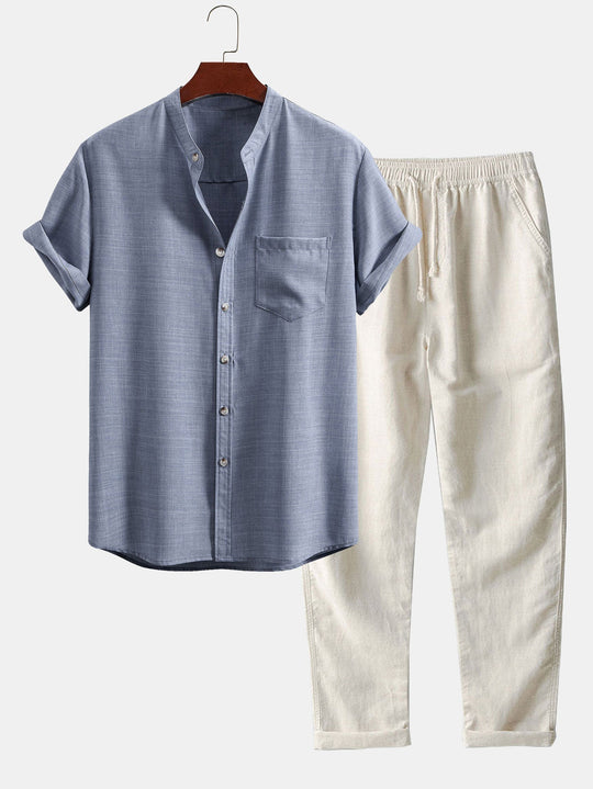 Heren Set | Korte Mouw Overhemd & Rechte Broek | Ademend & Casual | Lichtgewicht