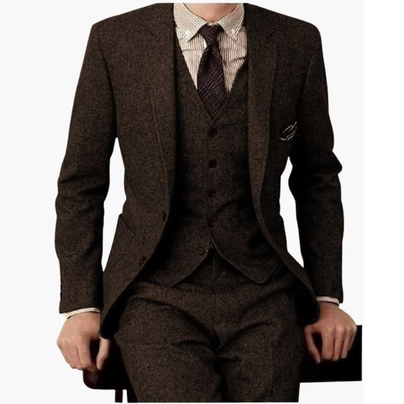 Herenpak | 3-Delige Slim Fit Set | Klassiek Kleding met Reverskraag