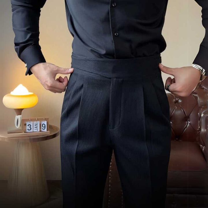 Herenpantalon | Linnenmix & Hoge Taille | Recht model | Zakelijk & Vrijetijdskleding