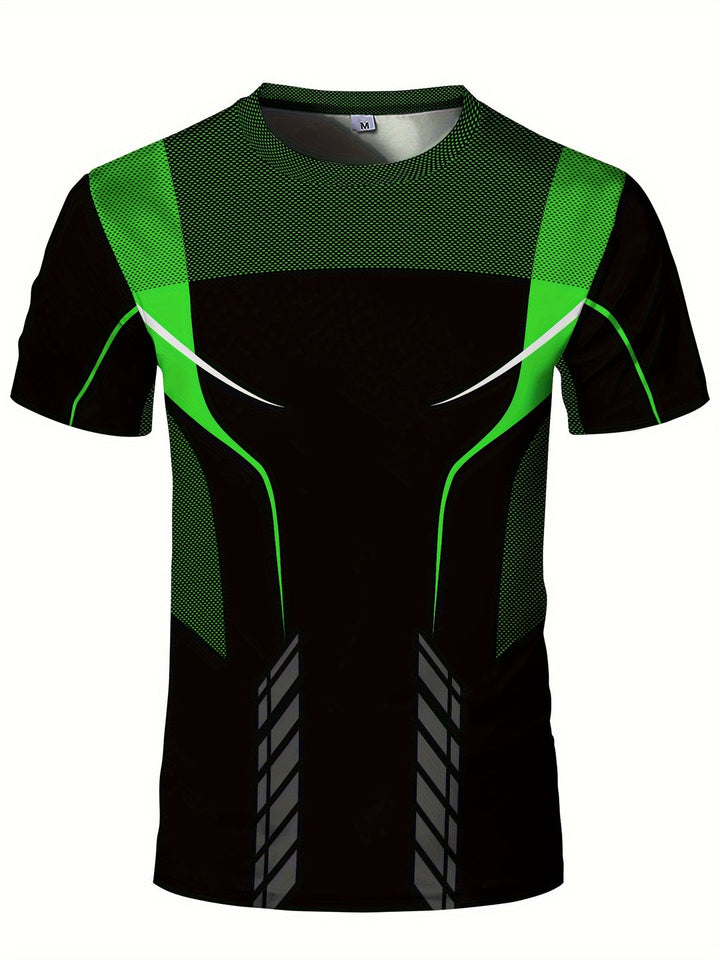 Heren T-shirt | Geometrische Print | High-Elastisch & Sneldrogend | Sporttop Zomer